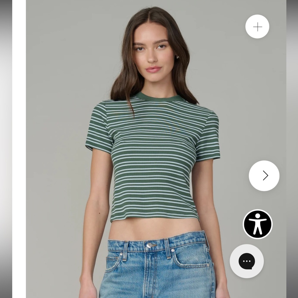 Joes green striped baby tee size S